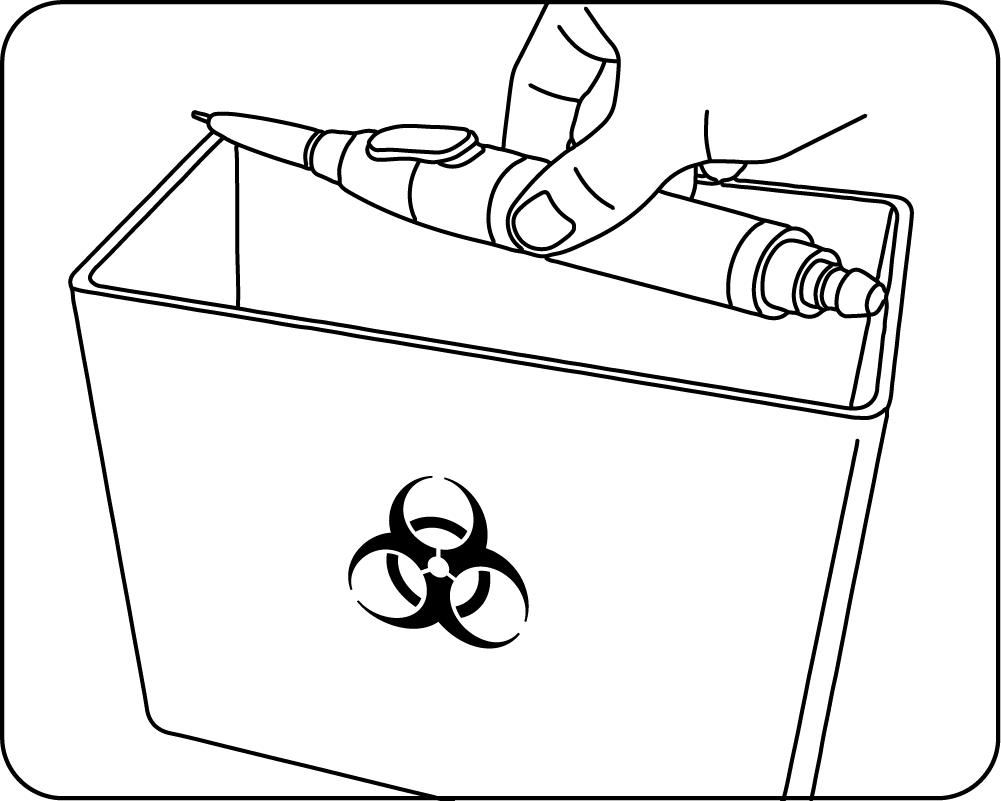 Step 8 — place the capped collection tube in the sharps container